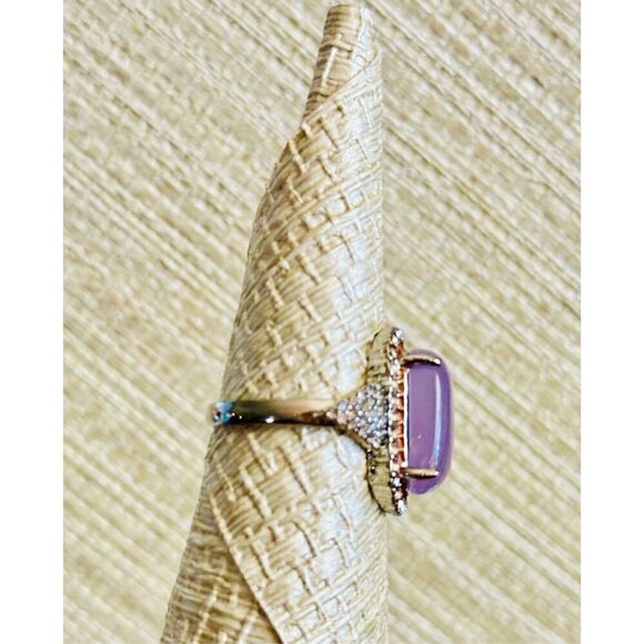 HUGE Crystal Zircon Ring Rose Gold and White Zircon Ring - Picture 13 of 14